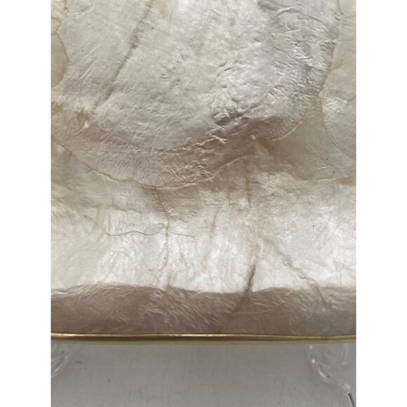 Decorative Rectangular Capiz Shell Plate Platter Trinket Vanity Tray w/gold trim - Picture 2 of 3